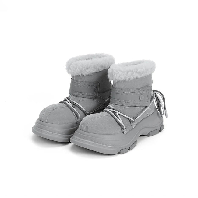 Ouder LuxeCurl Lace - Up Waterproof Snow Boots - OUDER_Gray