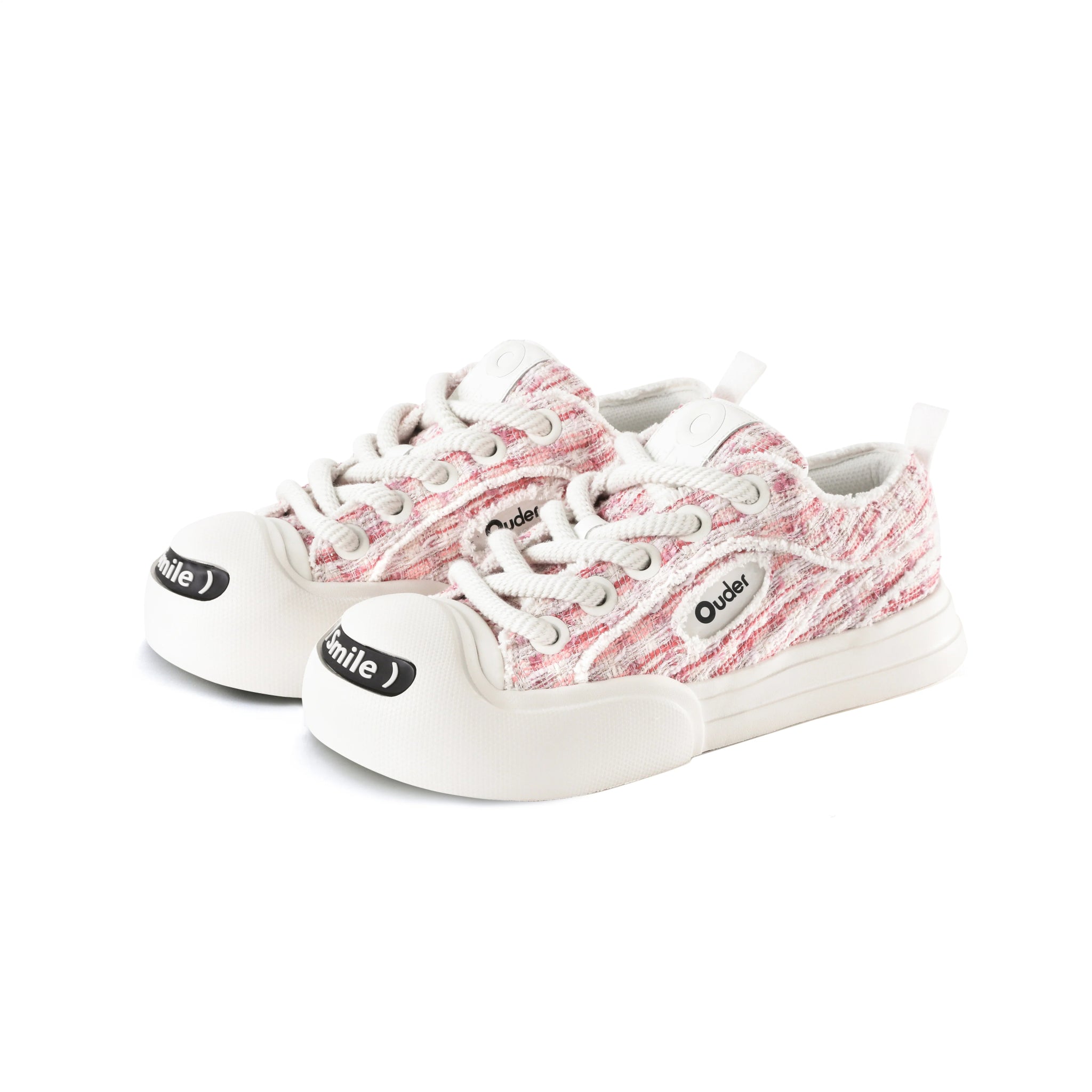 Smile Chic Tweed Sneaker Shoes - OUDER_Pink